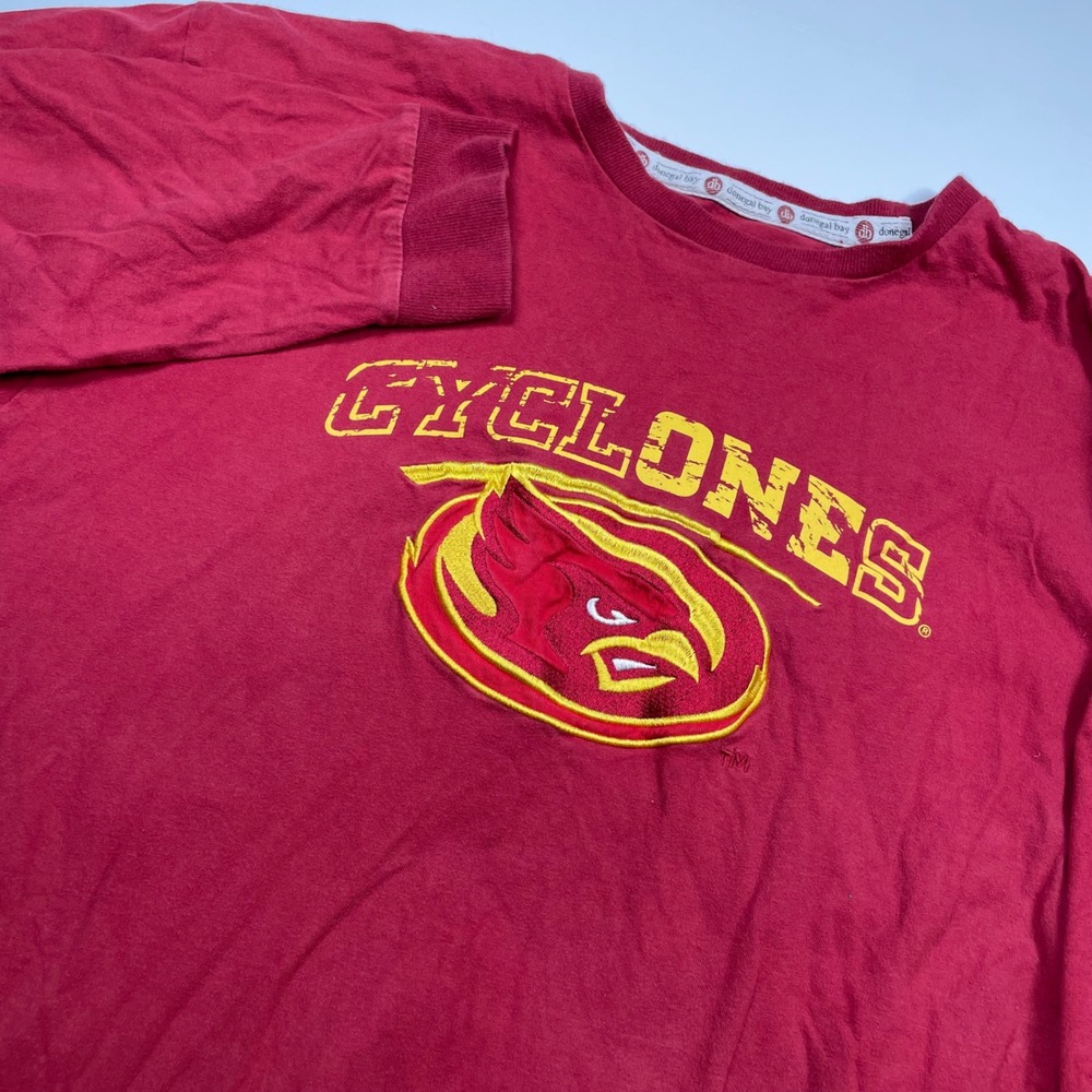 Donegal Bay Iowa State Cyclones Long Sleeve Shirt Mens XXL Red Embroidered NCAA